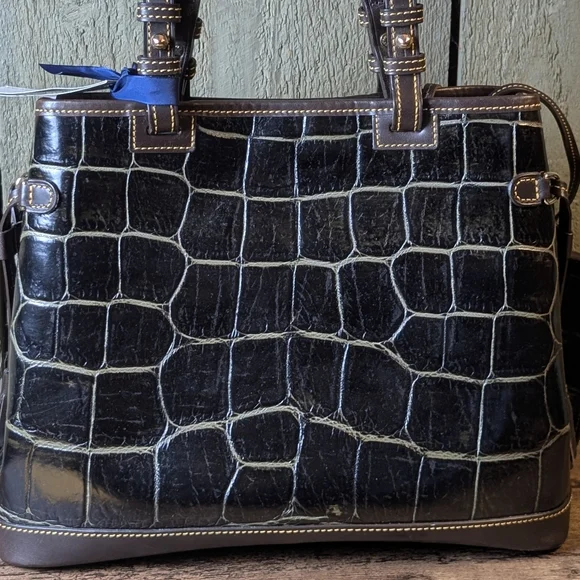 NWT Dooney and Bourke Croco Embossed Leather Green and Brown Bag - Picture 11 of 16